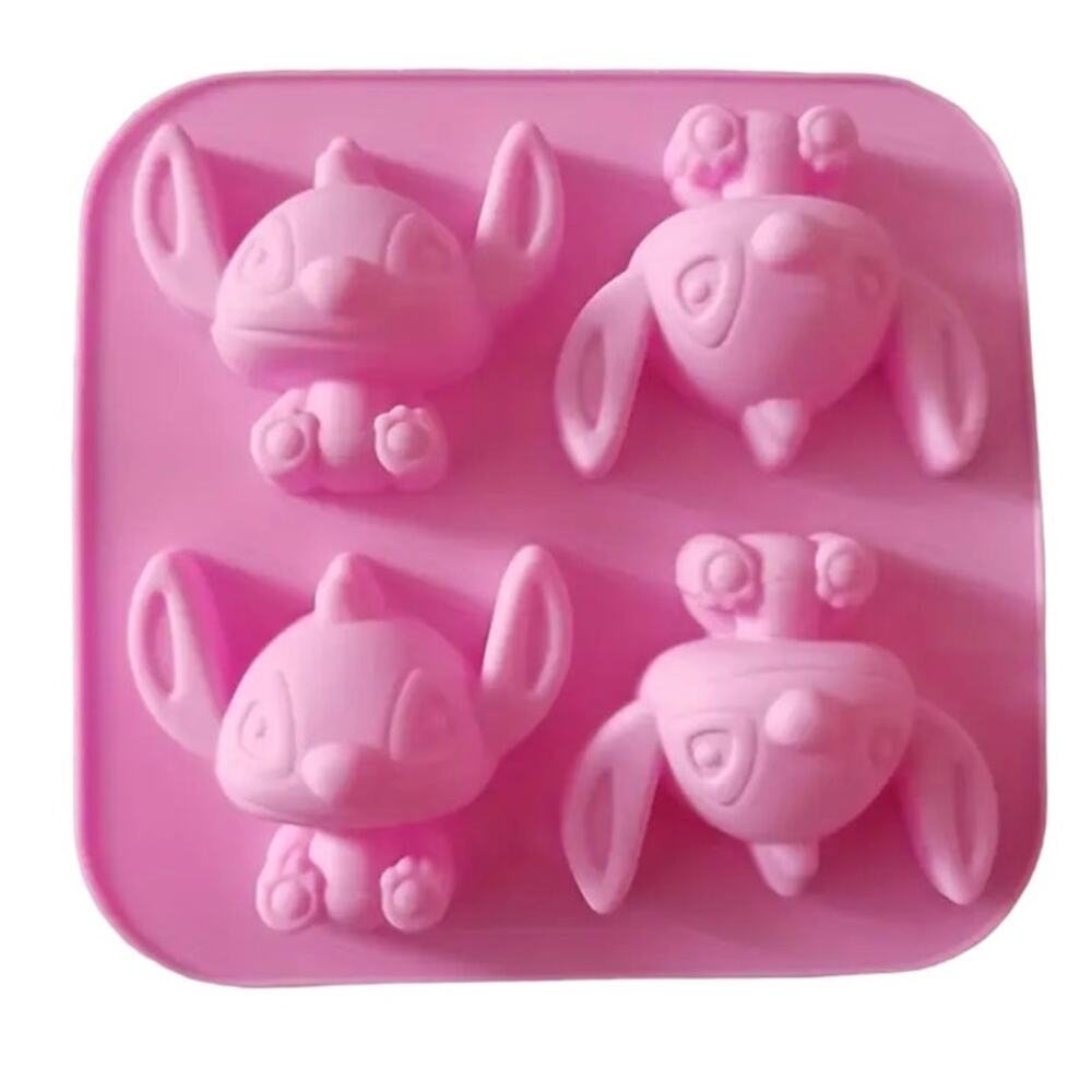 4 Ice Cube PINK Stitch Silicone cake chocolate Tray Treat Mold Bakeware GIRLY